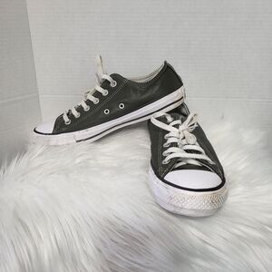 Converse Green Low-Top Sneakers, Leather Mens 7.5, Womens 9.5